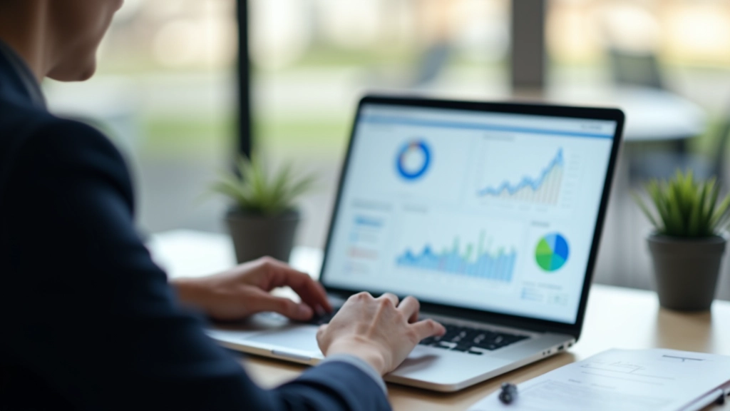 Personne utilisant un ordinateur portable pour analyser des données de rendement ajusté au risque